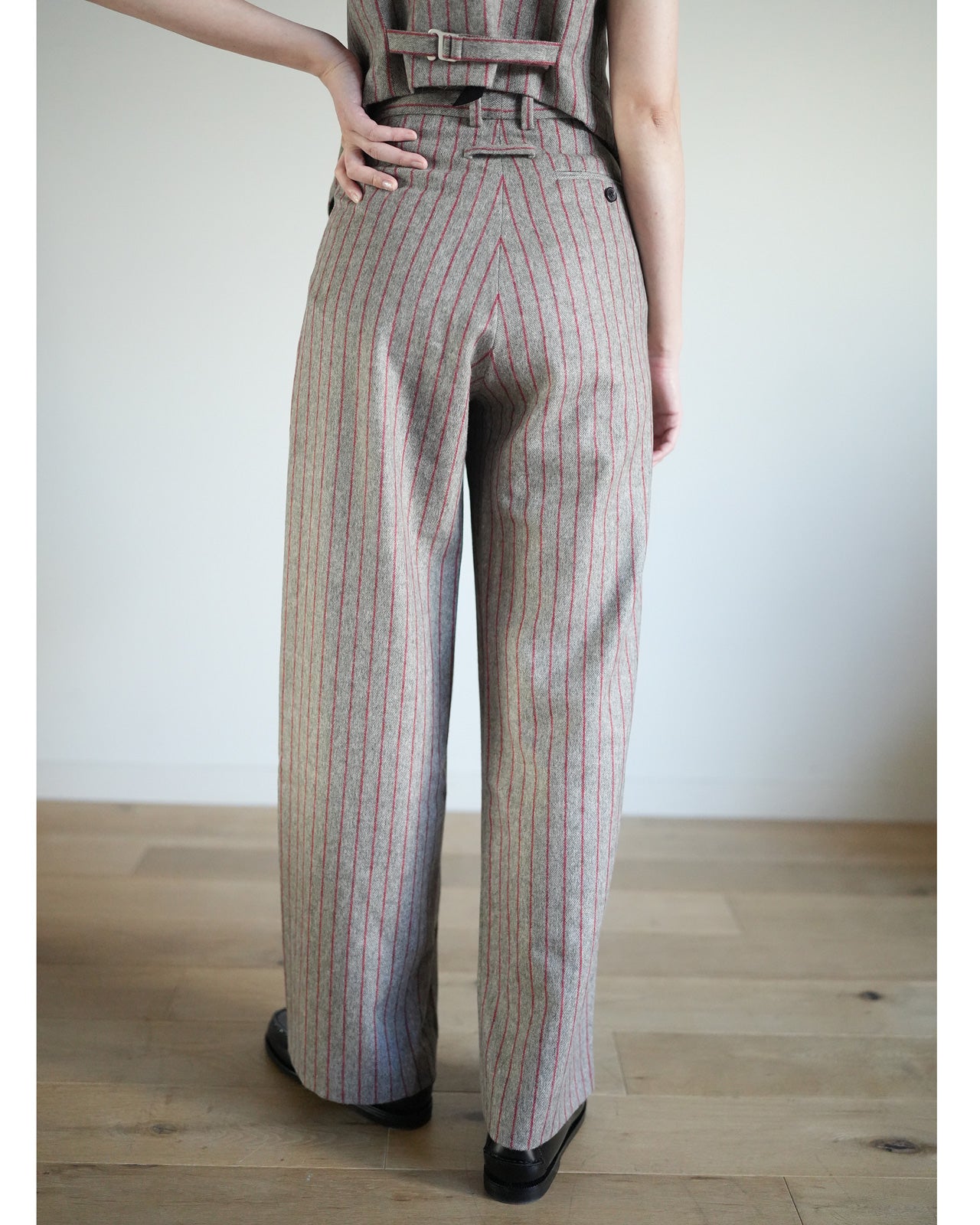 LITKOVSKA Deconstructed pinstriped Pantswith Offset Zip