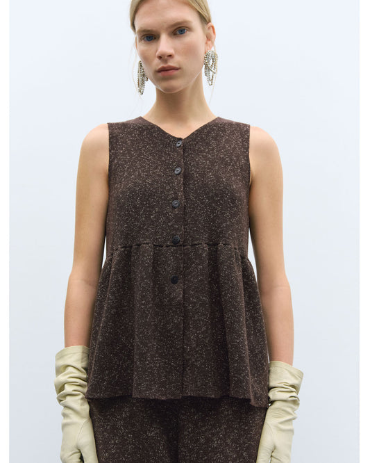 【EXCLUSIVE COLOR】CORDERA FLECKED COTTON PEPLUM TOP