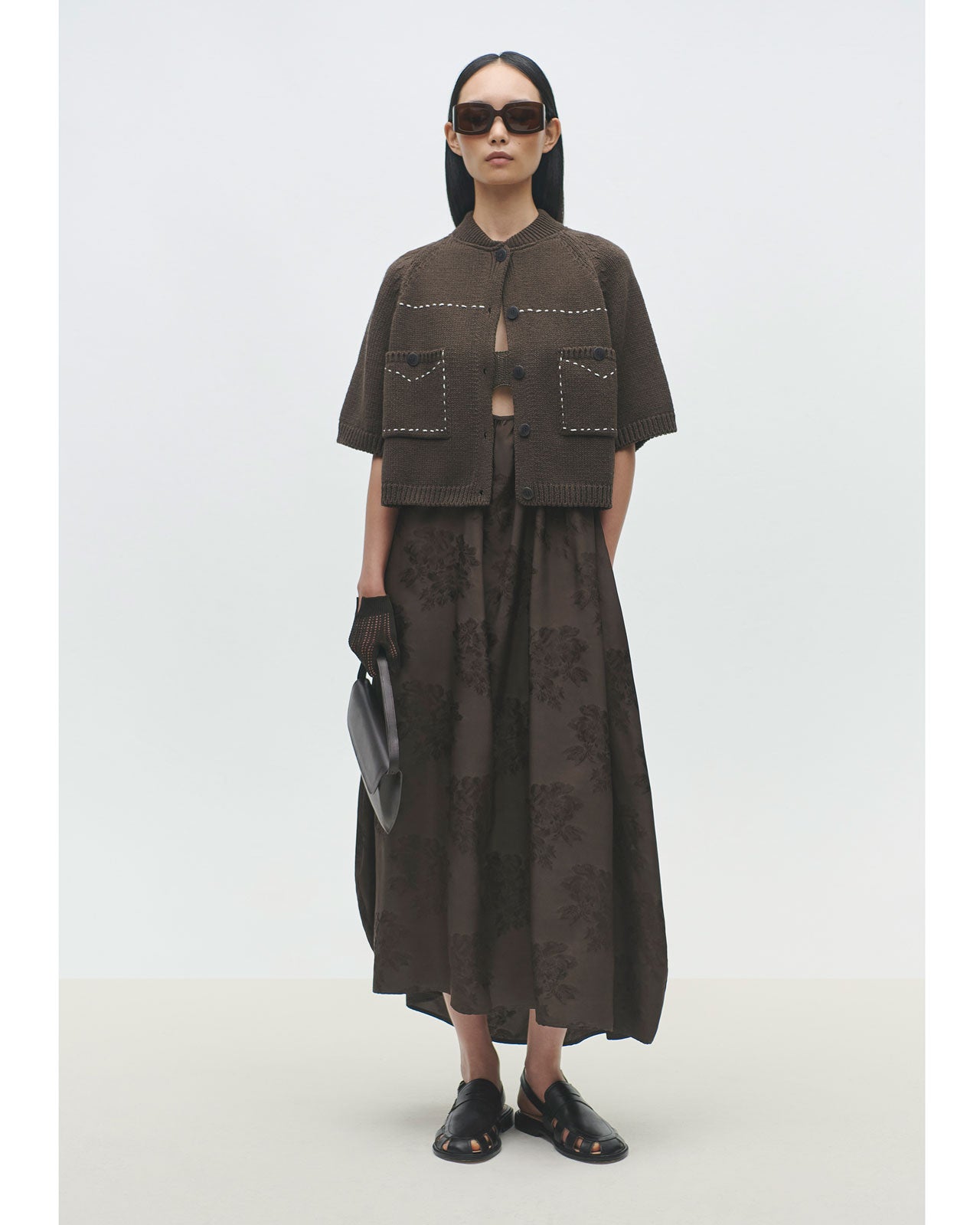CORDERA COTTON STITCHED TOP BROWN