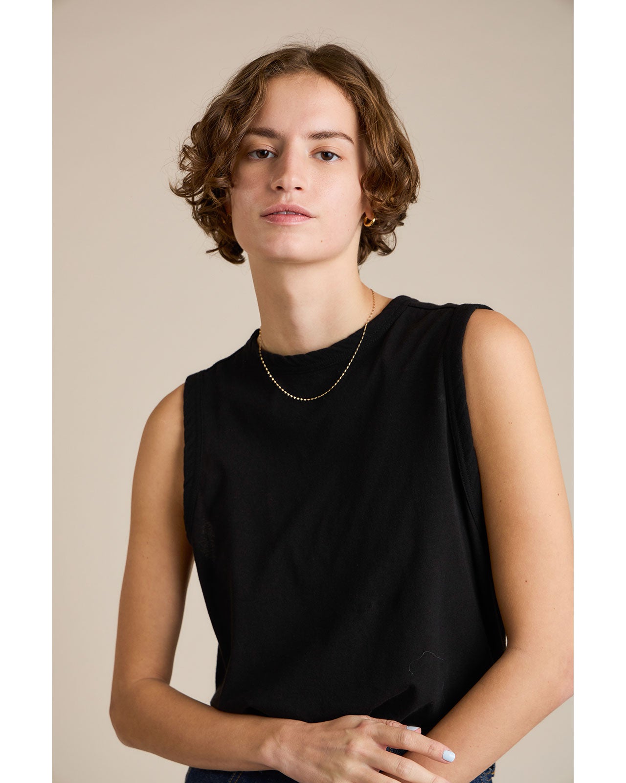 HIGH TWIST COTTON SLEEVELESS TOP