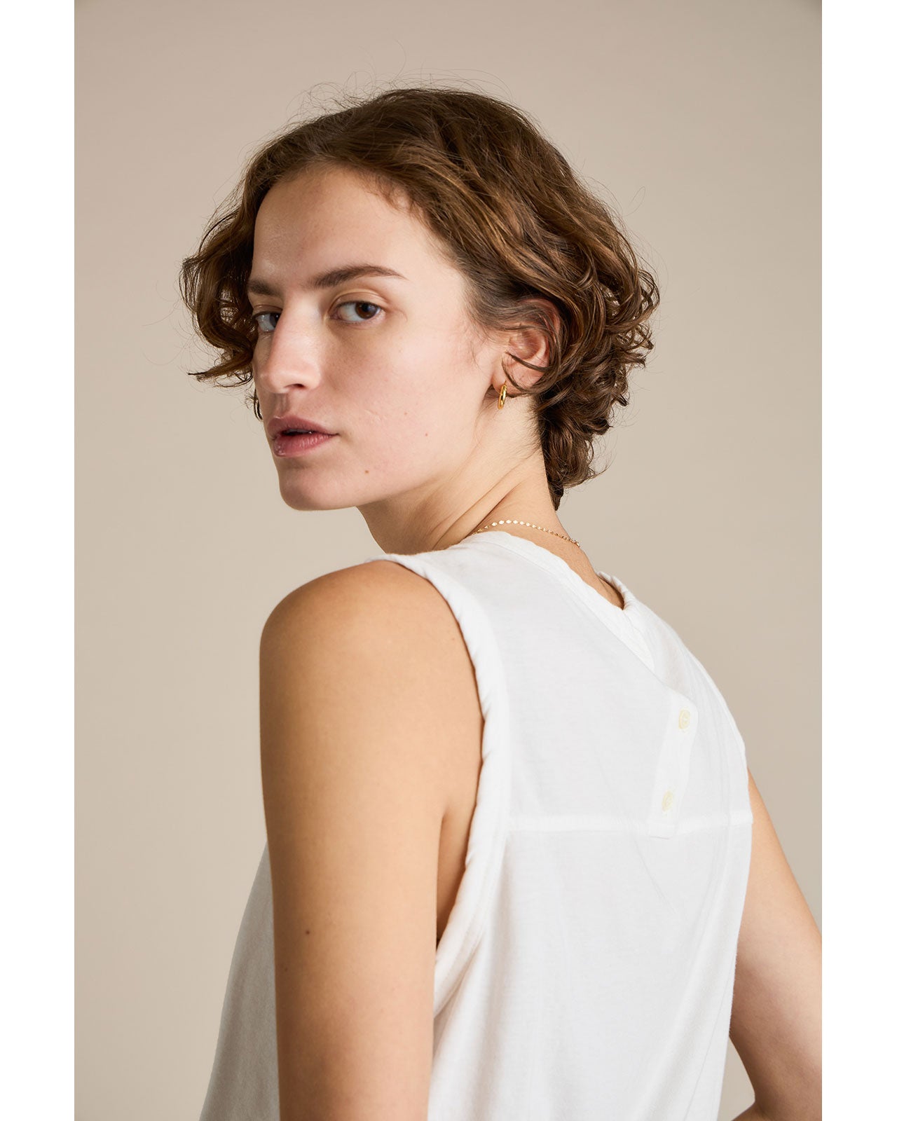 HIGH TWIST COTTON SLEEVELESS TOP