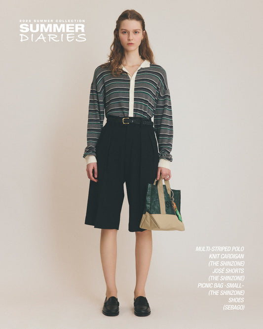 【NEW ARRIVALS】"MULTI-STRIPED POLO KNIT CARDIGAN"