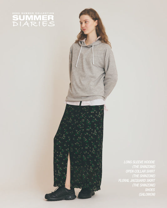 【NEW ARRIVALS】"LONG SLEEVE HOODIE"＆"FLORAL JACQUARD SKIRT"