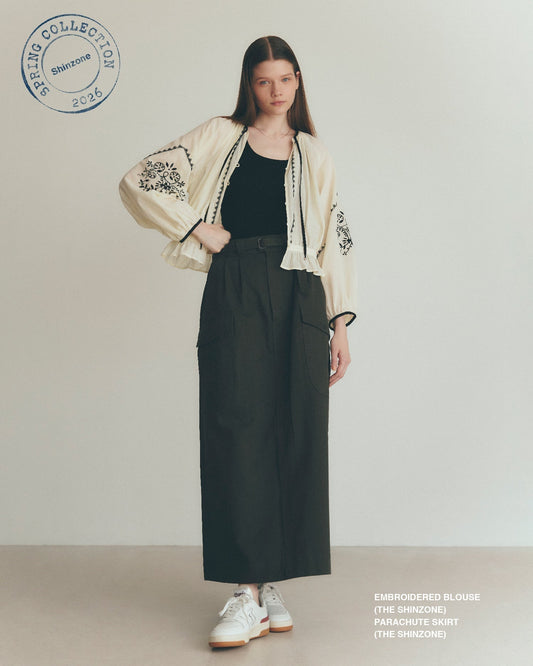 【NEW ARRIVALS】"EMBROIDERED BLOUSE"＆"PARACHUTE SKIRT"