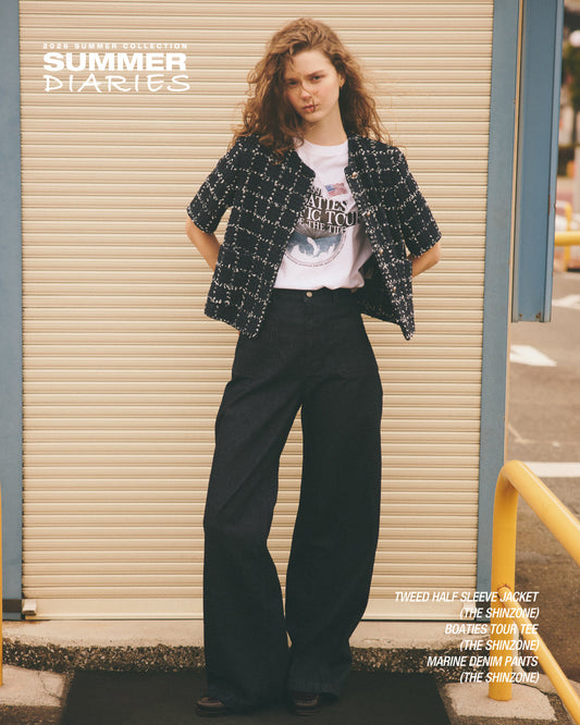 【NEW ARRIVALS】"TWEED HALF SLEEVE JACKET"＆"MARINE DENIM PANTS"