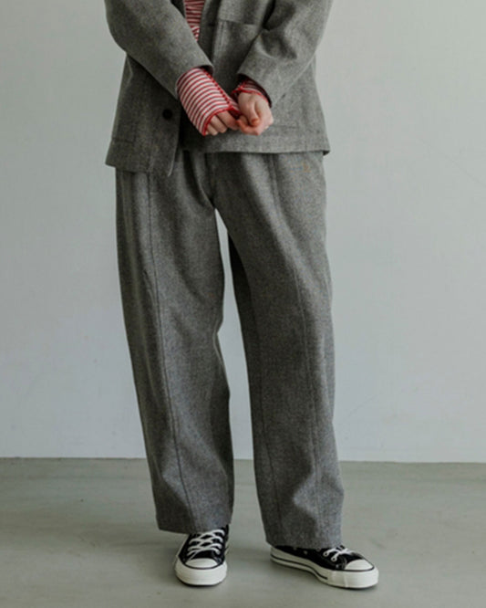 MEYAME BRUSHED JAZZ NEP DENIM WIDE TUCK PANTS