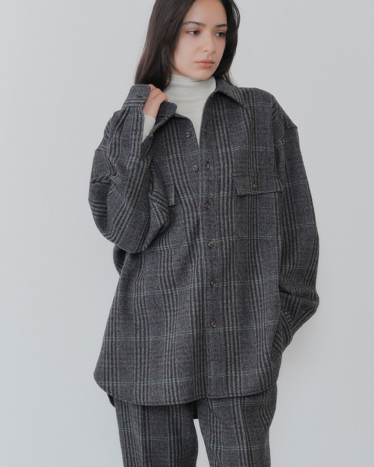 【9月中旬お届け】BRITISH WOOL CHECKED SHIRT JACKET