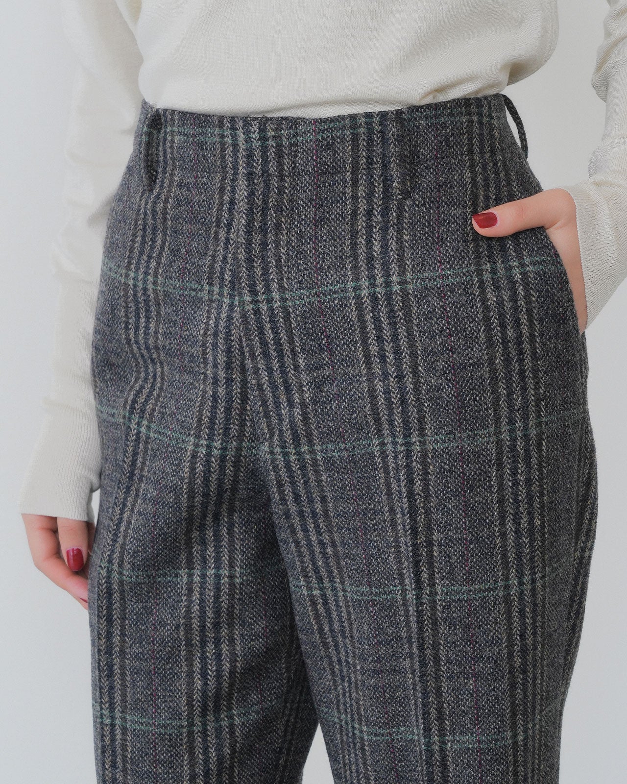 【9月中旬お届け】BRITISH WOOL CHECKED TROUSERS