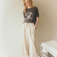 COTTON LINEN TACK WIDE PANTS