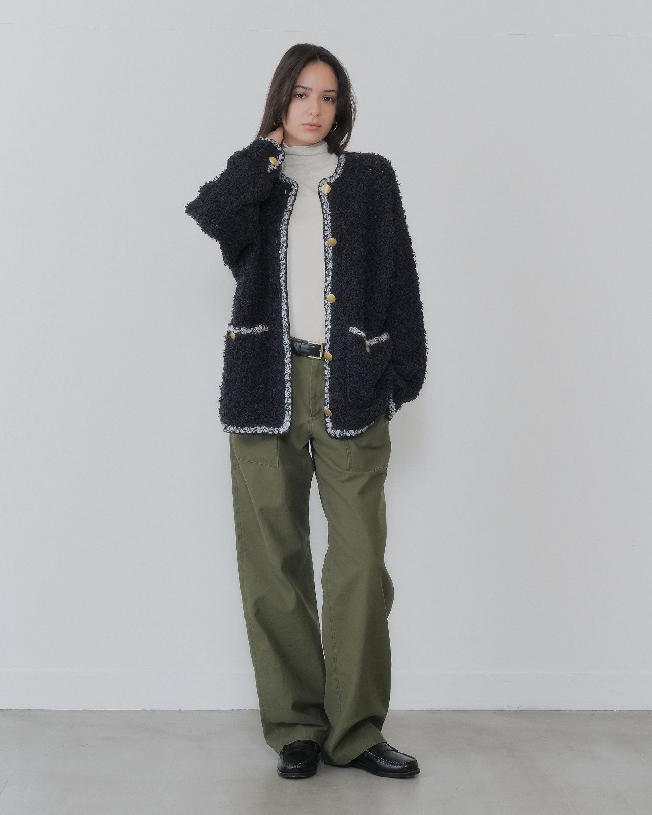 【9月中旬お届け】TWEED KNIT CARDIGAN