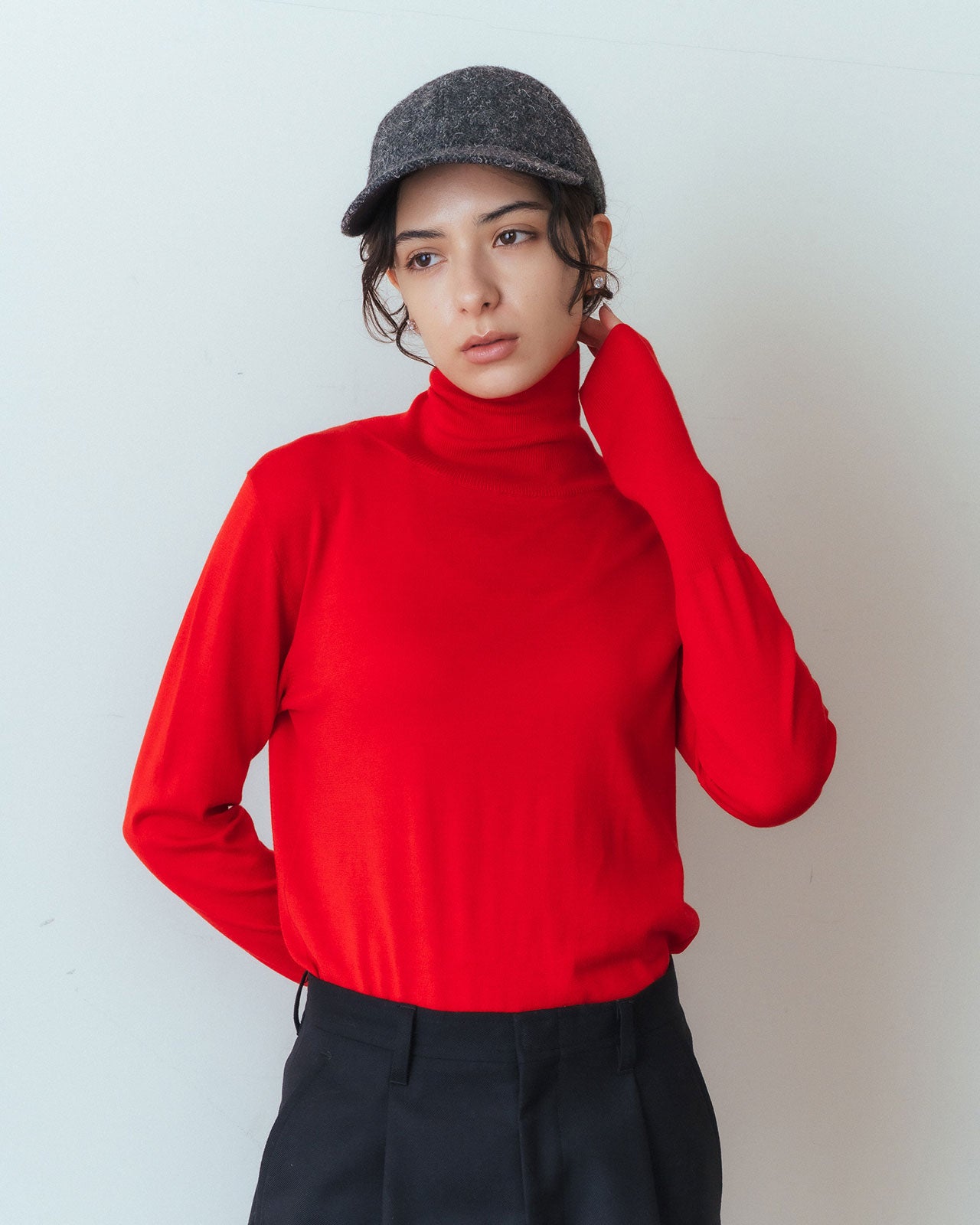 COTTON SILK HIGH NECK KNIT