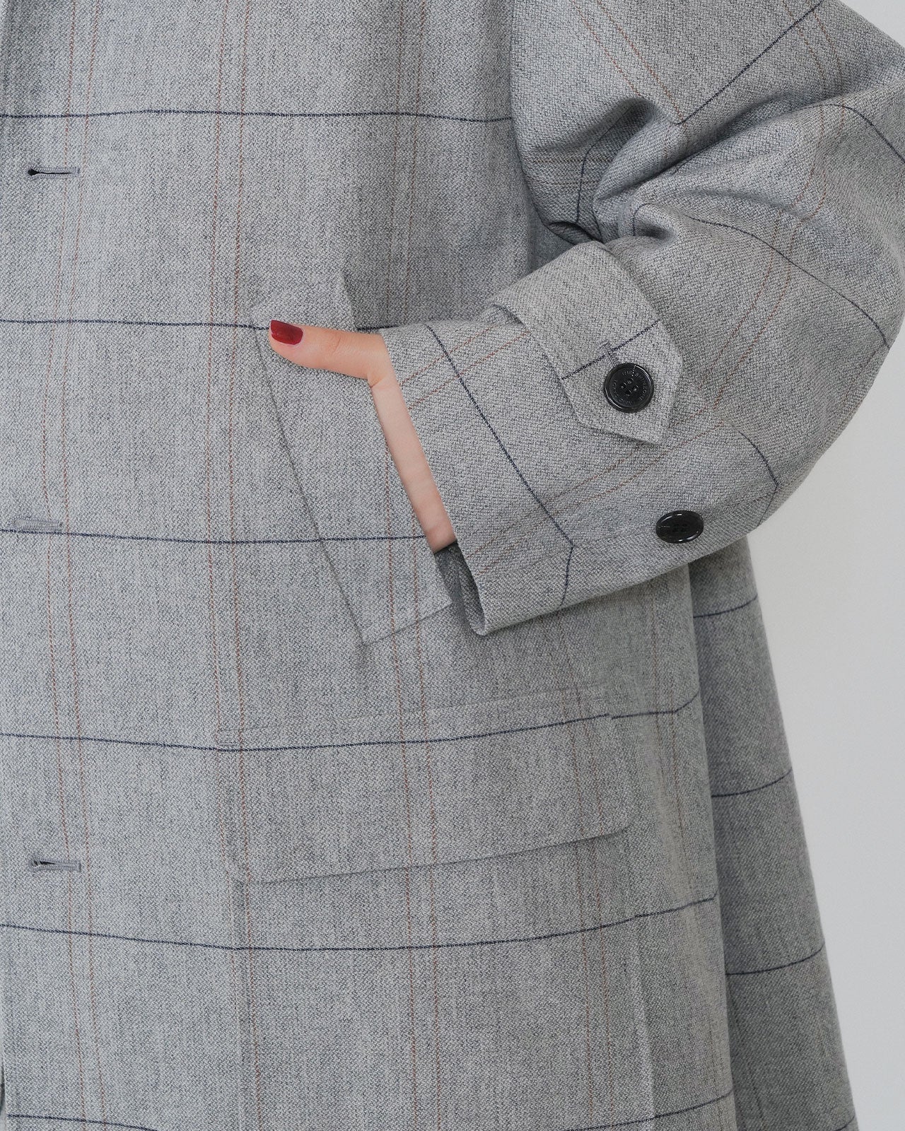 【10月上旬入荷予定】WOOL CHECKED A-LINE COAT