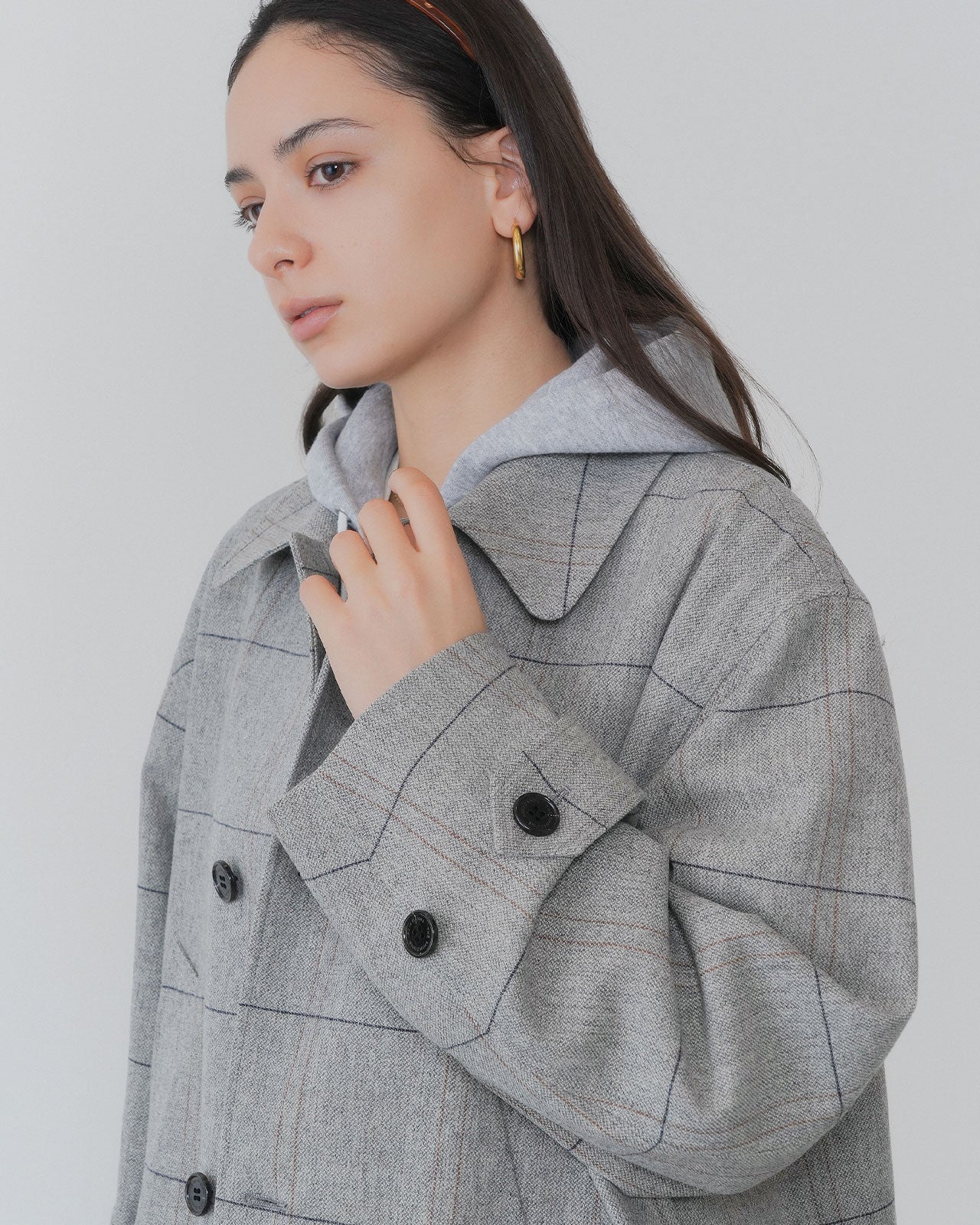 【10月上旬入荷予定】WOOL CHECKED A-LINE COAT