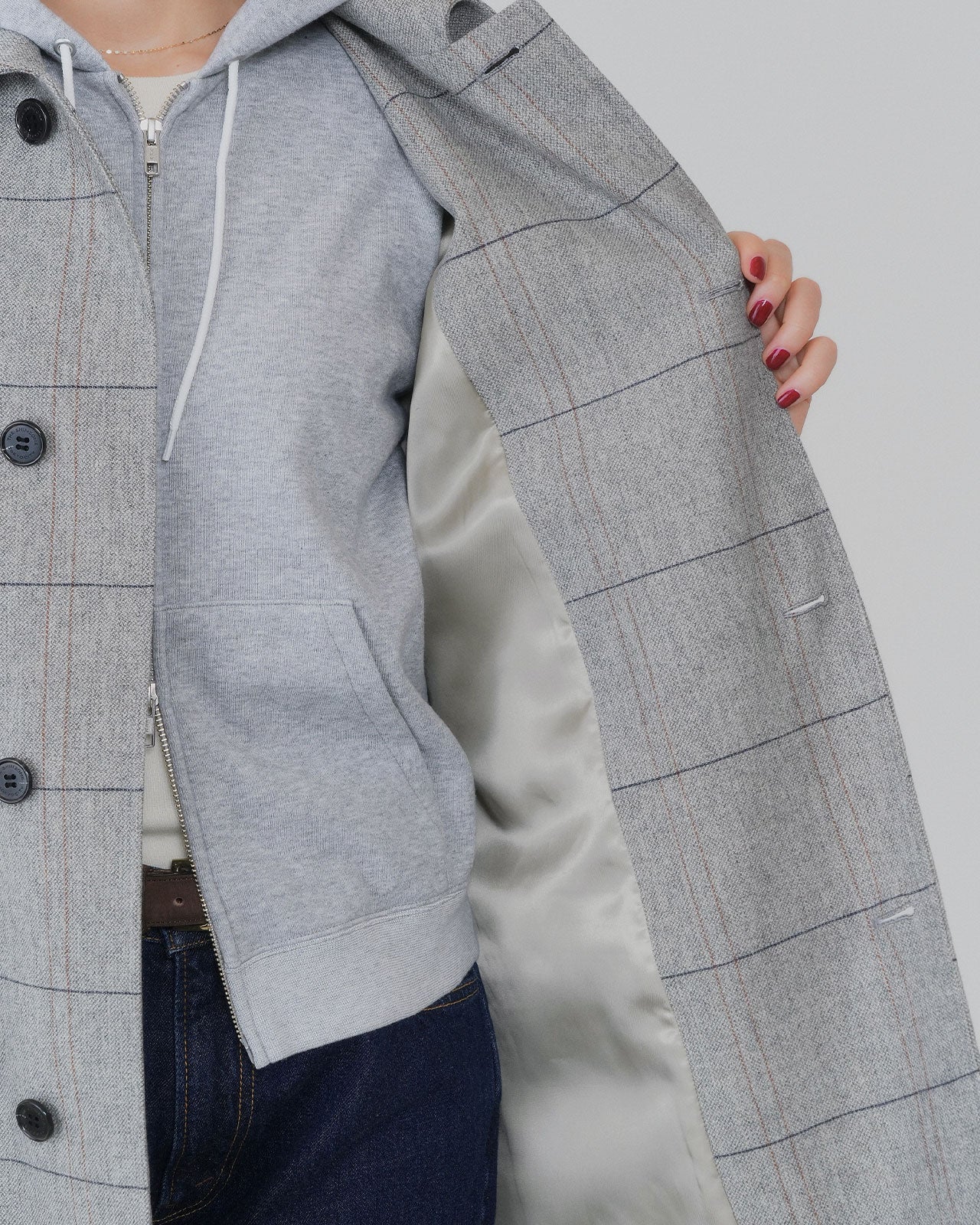 【10月上旬入荷予定】WOOL CHECKED A-LINE COAT