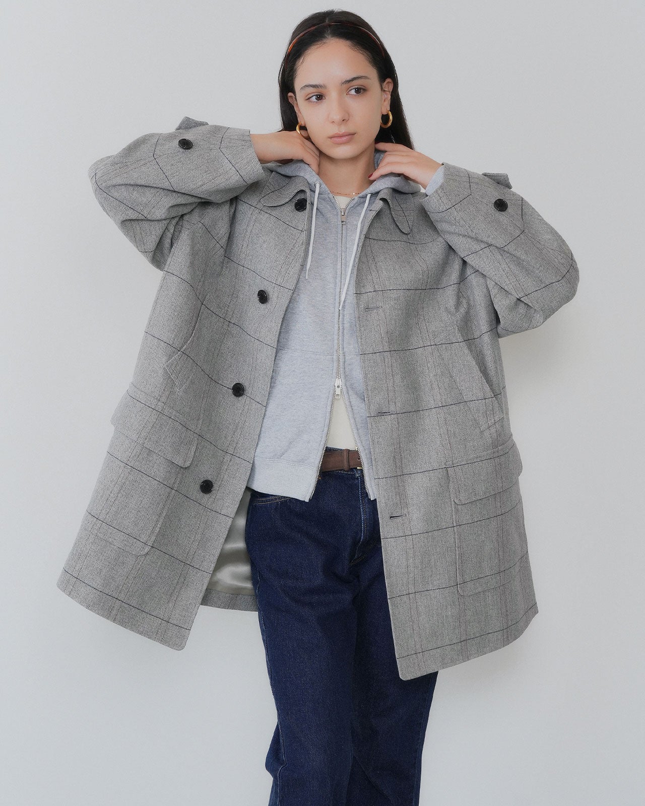 【10月上旬入荷予定】WOOL CHECKED A-LINE COAT