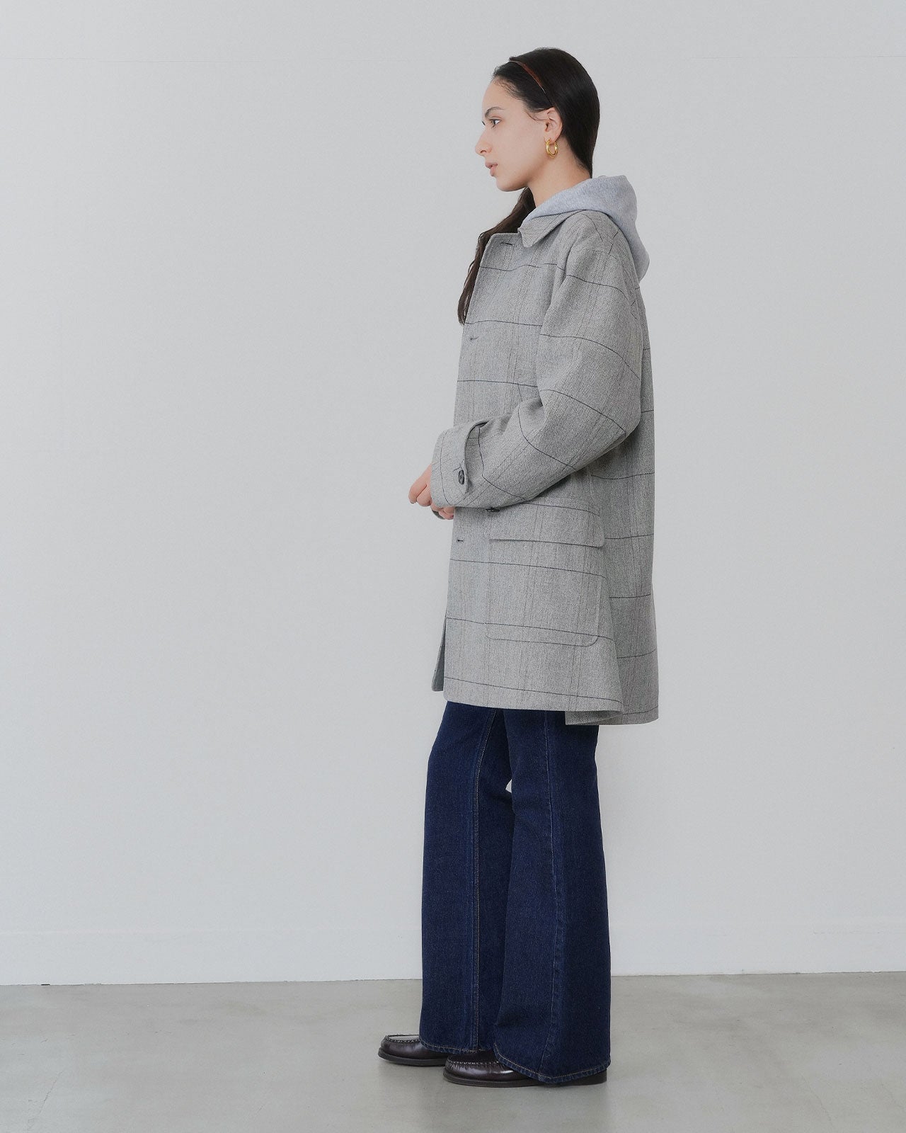 【10月上旬入荷予定】WOOL CHECKED A-LINE COAT