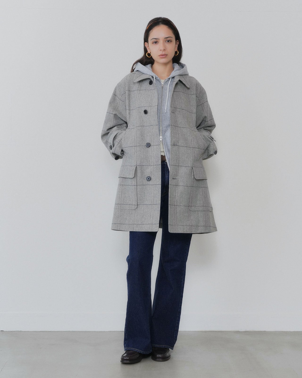 【10月上旬入荷予定】WOOL CHECKED A-LINE COAT
