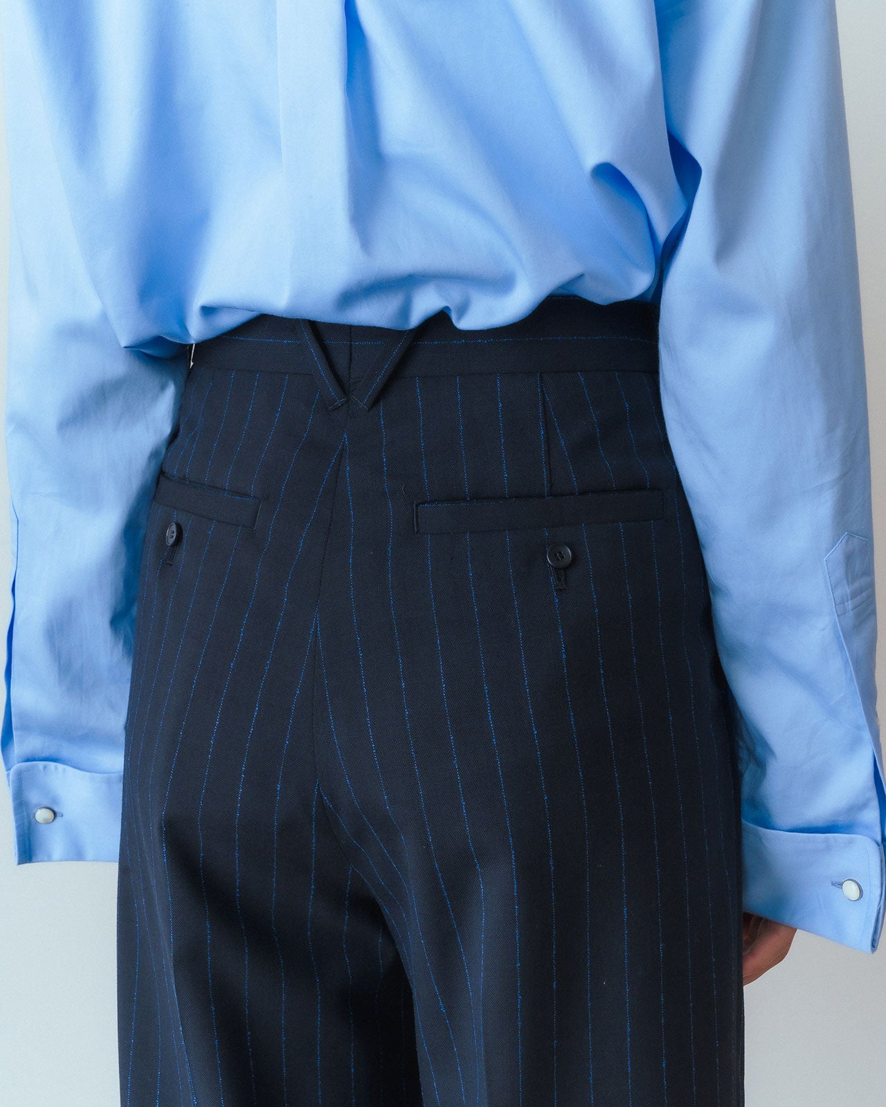 DOUBLE CUFF PINSTRIPE TROUSERS