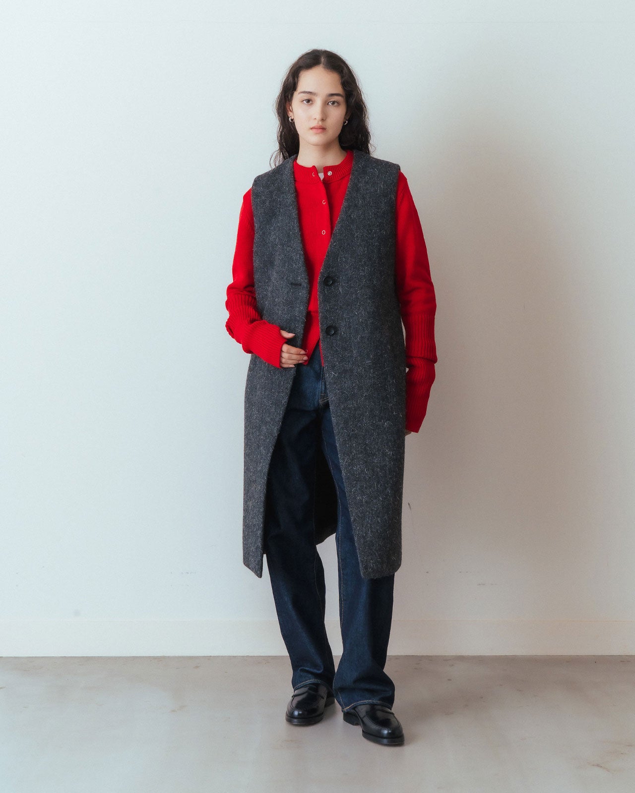 Shinzone（シンゾーン）】LONG RIB CARDIGAN