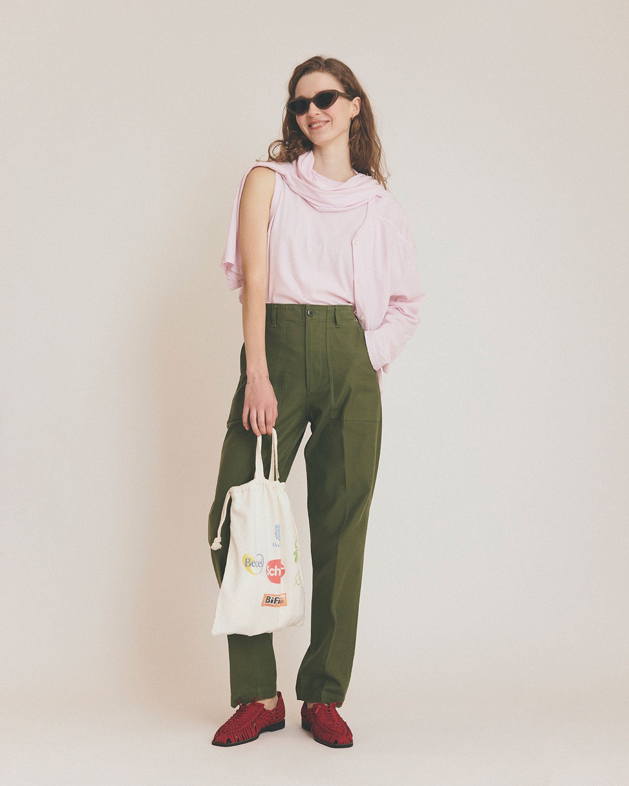 GRANCY ナイロンパンツ Sサイズ グリーン系 Shinzone（シンゾーン）】BAKER PANTS 定番ベイカーパンツ