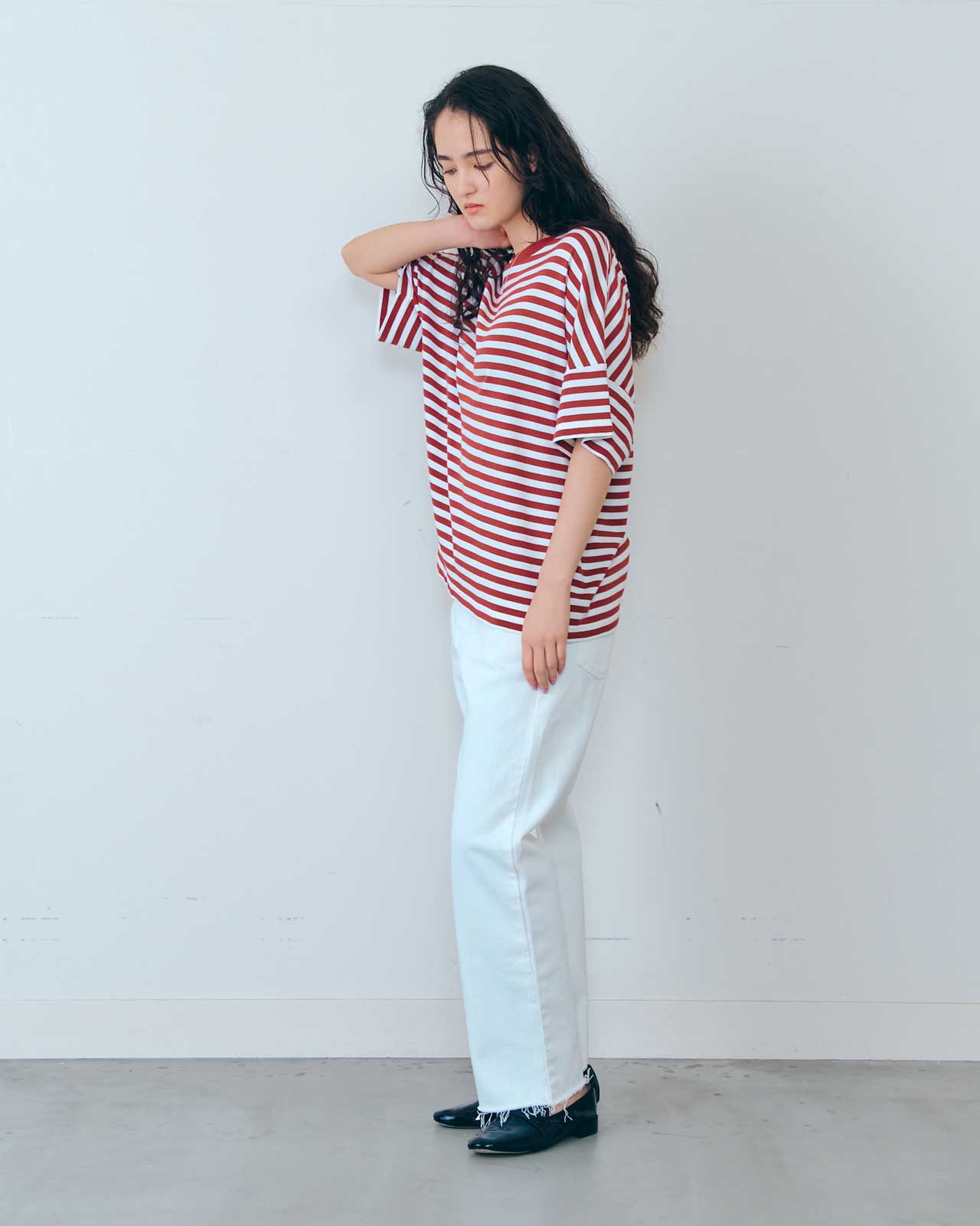 FRENCH STRIPED HALF SLEEVE TEE