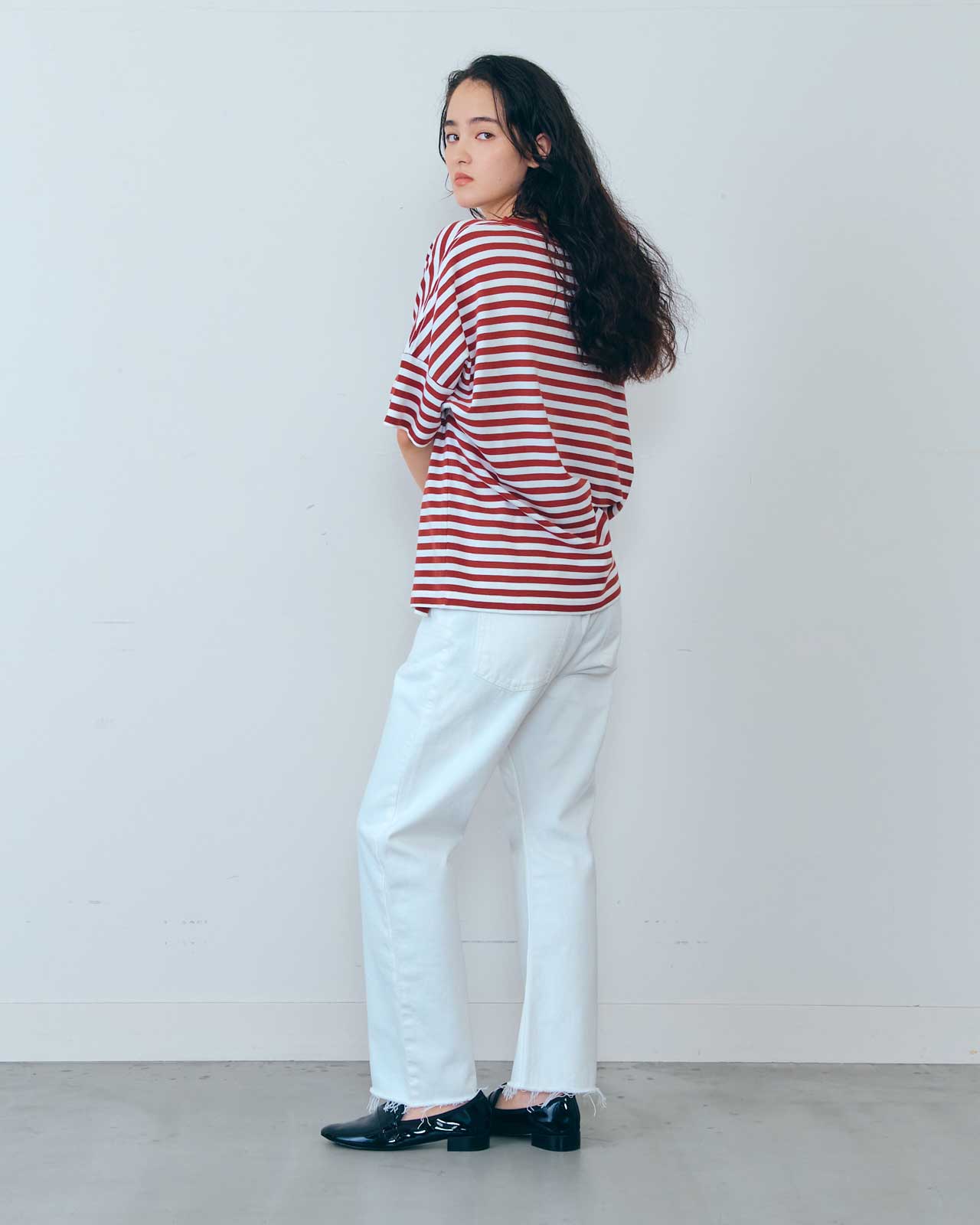 FRENCH STRIPED HALF SLEEVE TEE