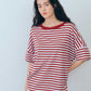 FRENCH STRIPED HALF SLEEVE TEE