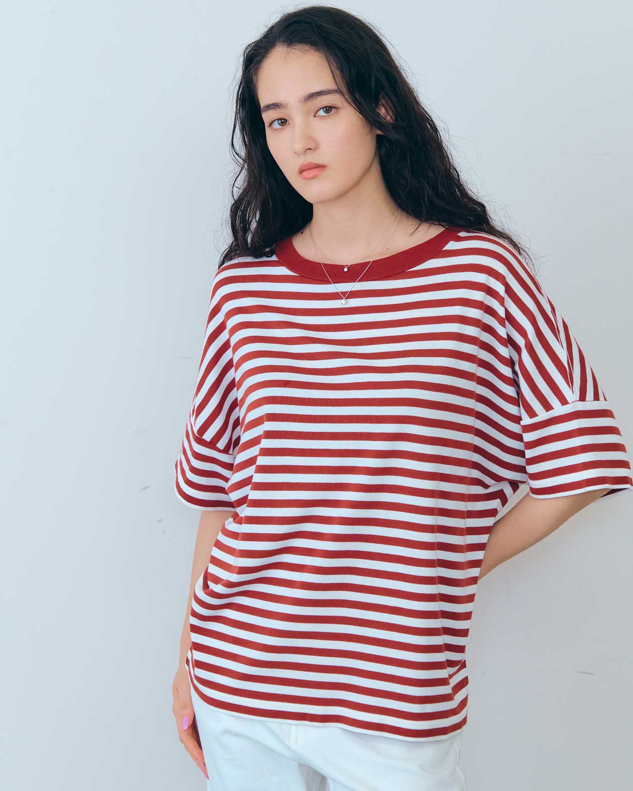 FRENCH STRIPED HALF SLEEVE TEE