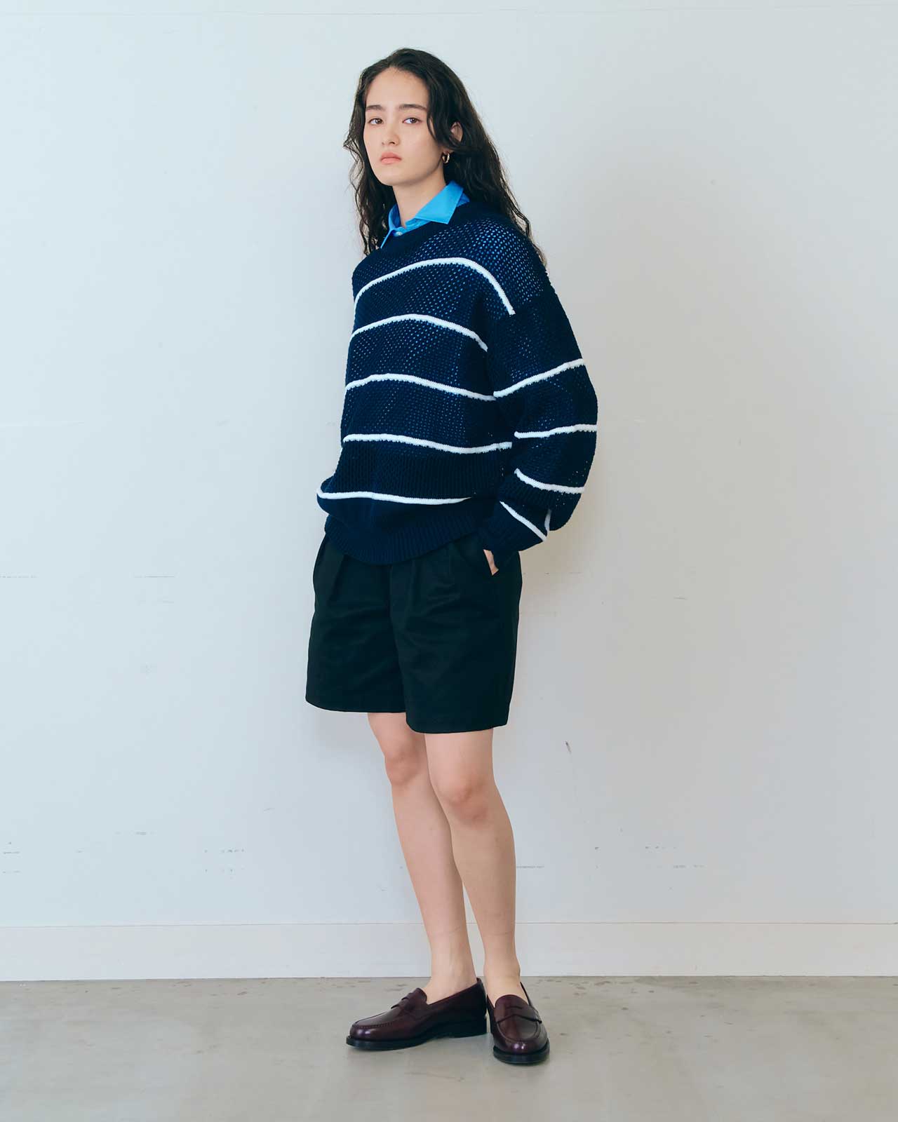 【1月下旬お届け】C/LI MESH STRIPED KNIT