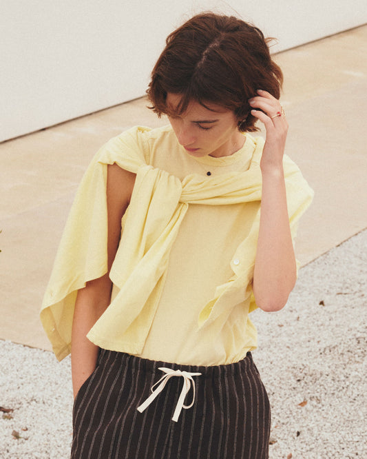 【BROWN&YELLOW：4月中旬お届け】HIGH TWIST COTTON SLEEVELESS TOP