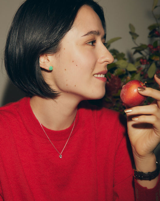 COLORED STONE EARRINGS （Chrysoprase）