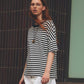 FRENCH STRIPED HALF SLEEVE TEE