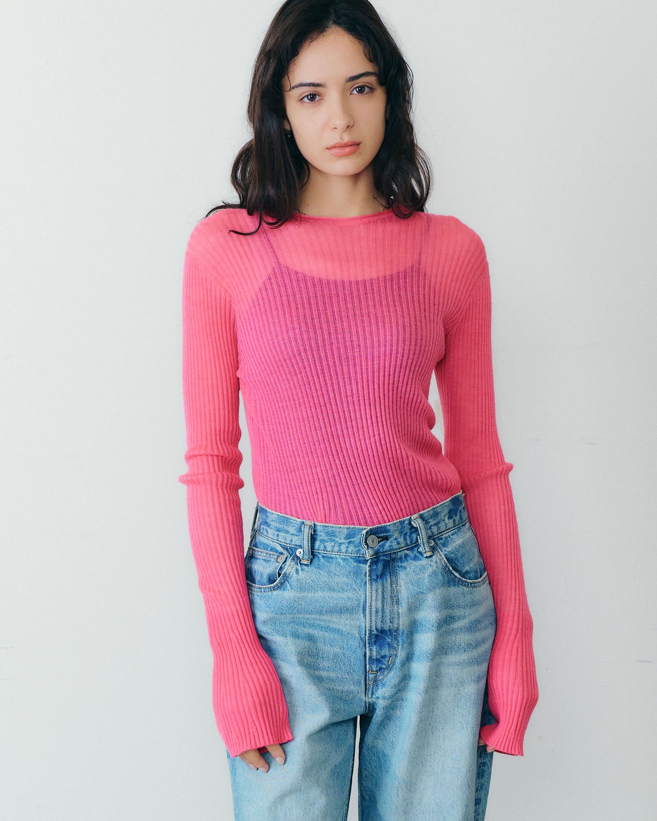 【9月下旬お届け】CASHMERE SILK RIB KNIT