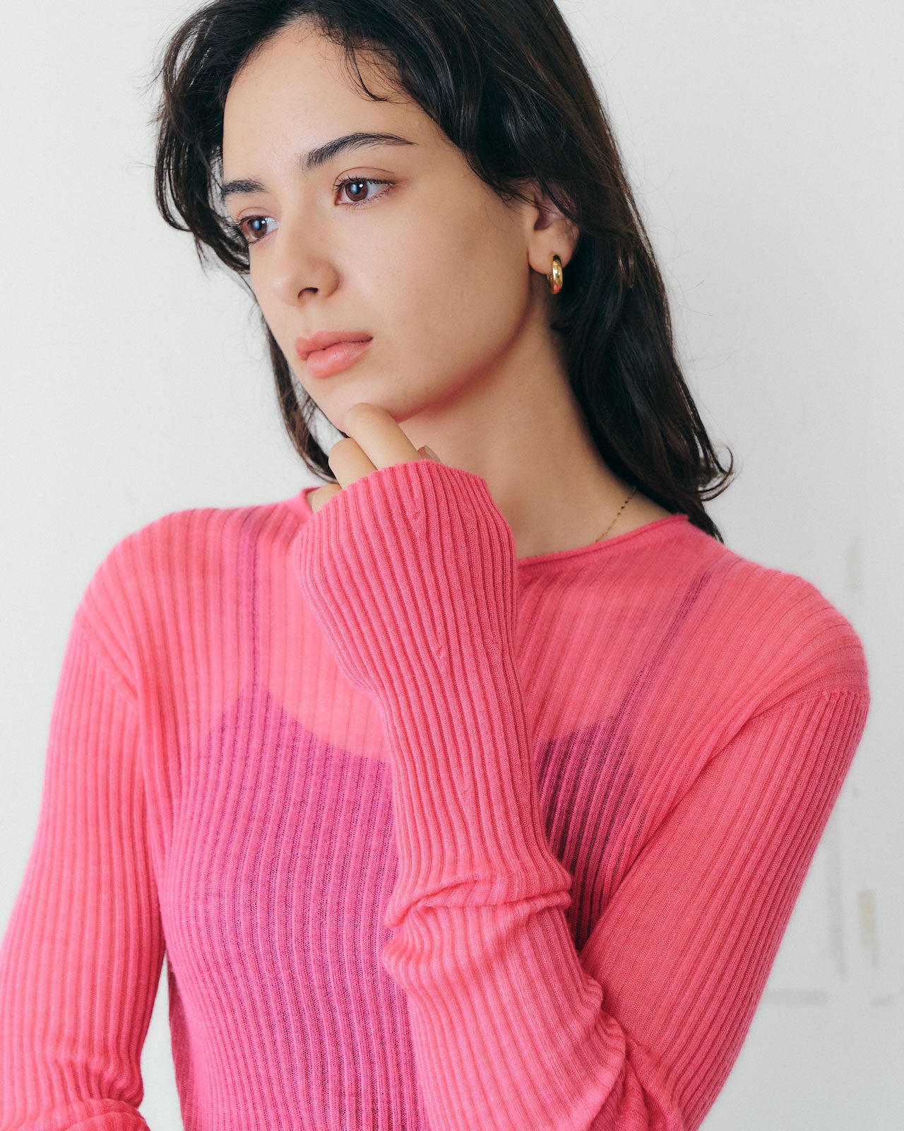 【9月下旬お届け】CASHMERE SILK RIB KNIT