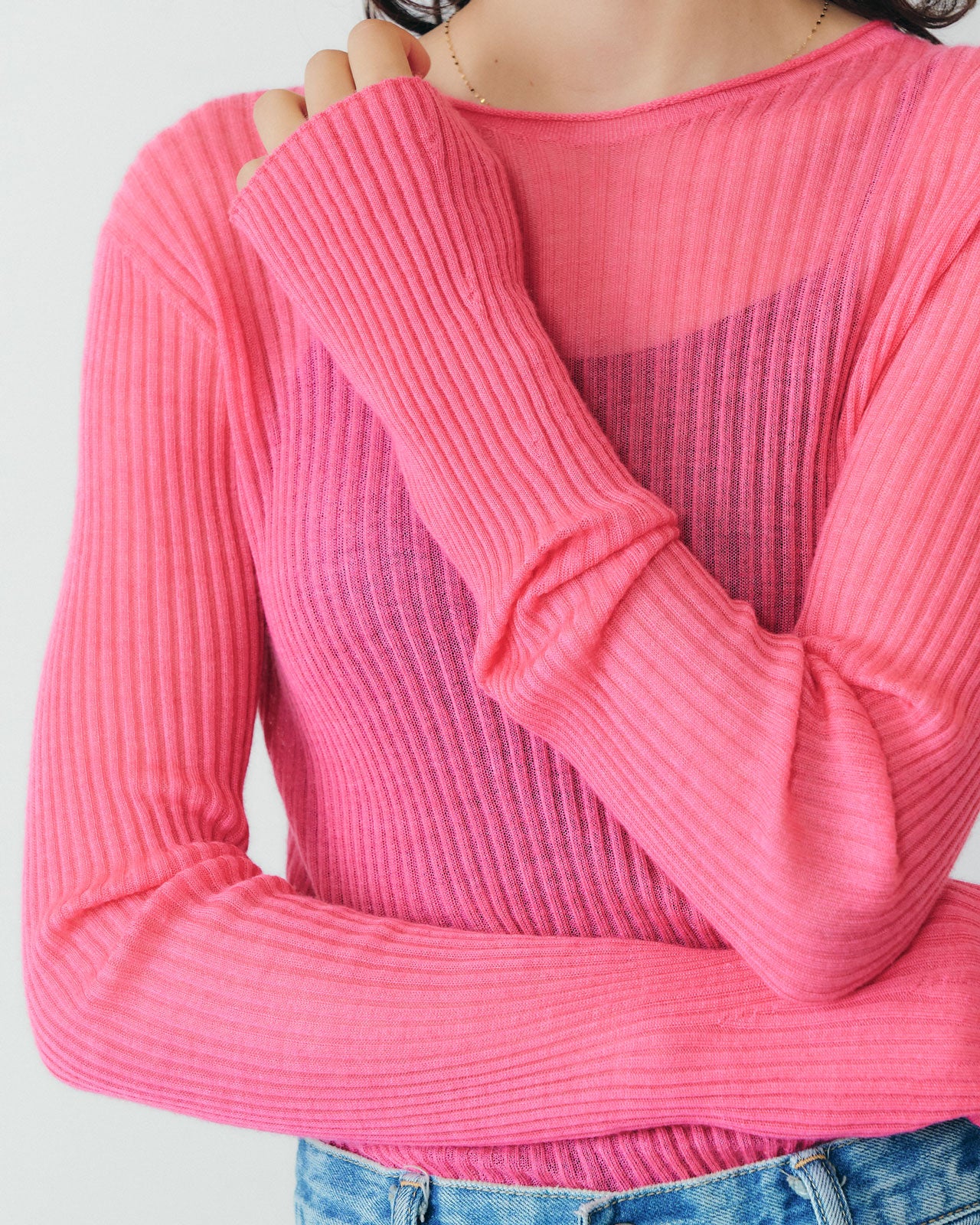 【9月下旬お届け】CASHMERE SILK RIB KNIT