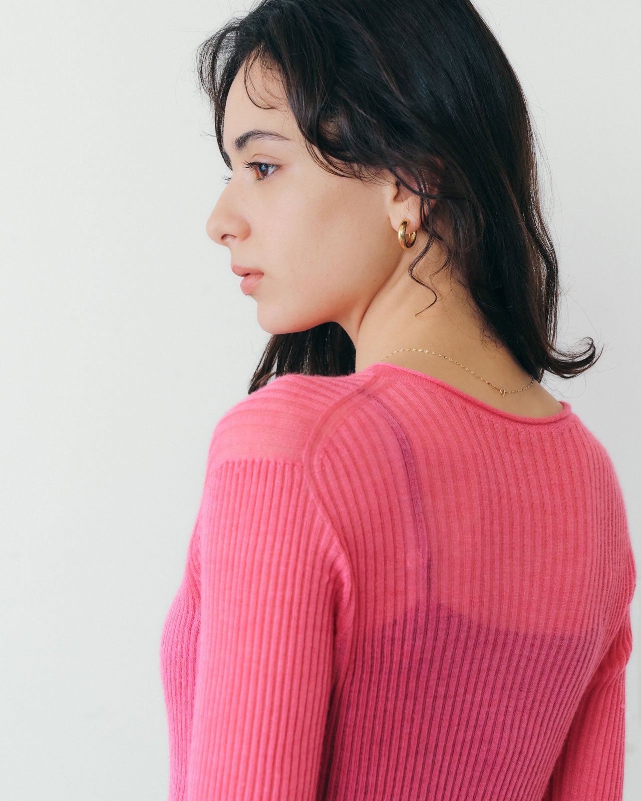 【9月下旬お届け】CASHMERE SILK RIB KNIT