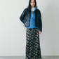 FLOWER BOUQUET PRINTED SATIN SKIRT