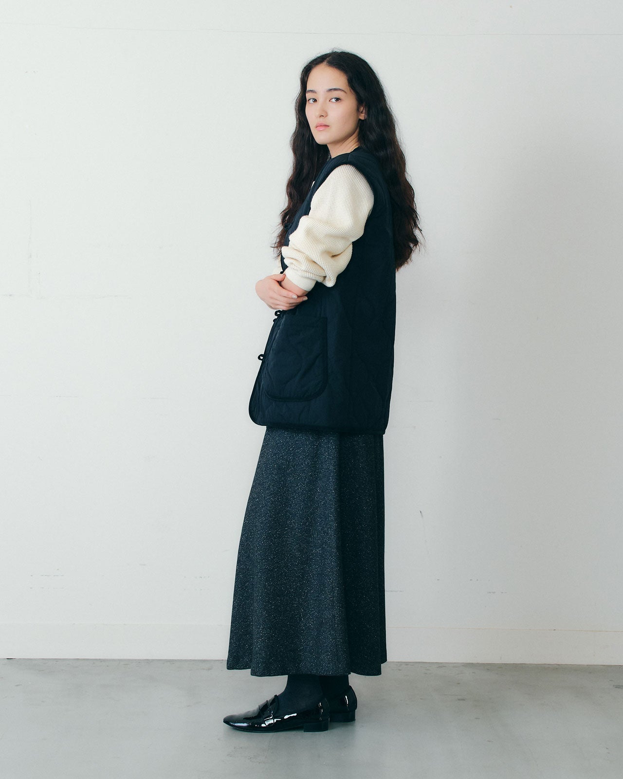 【9月中旬お届け】CHINA BUTTON QUILTED VEST