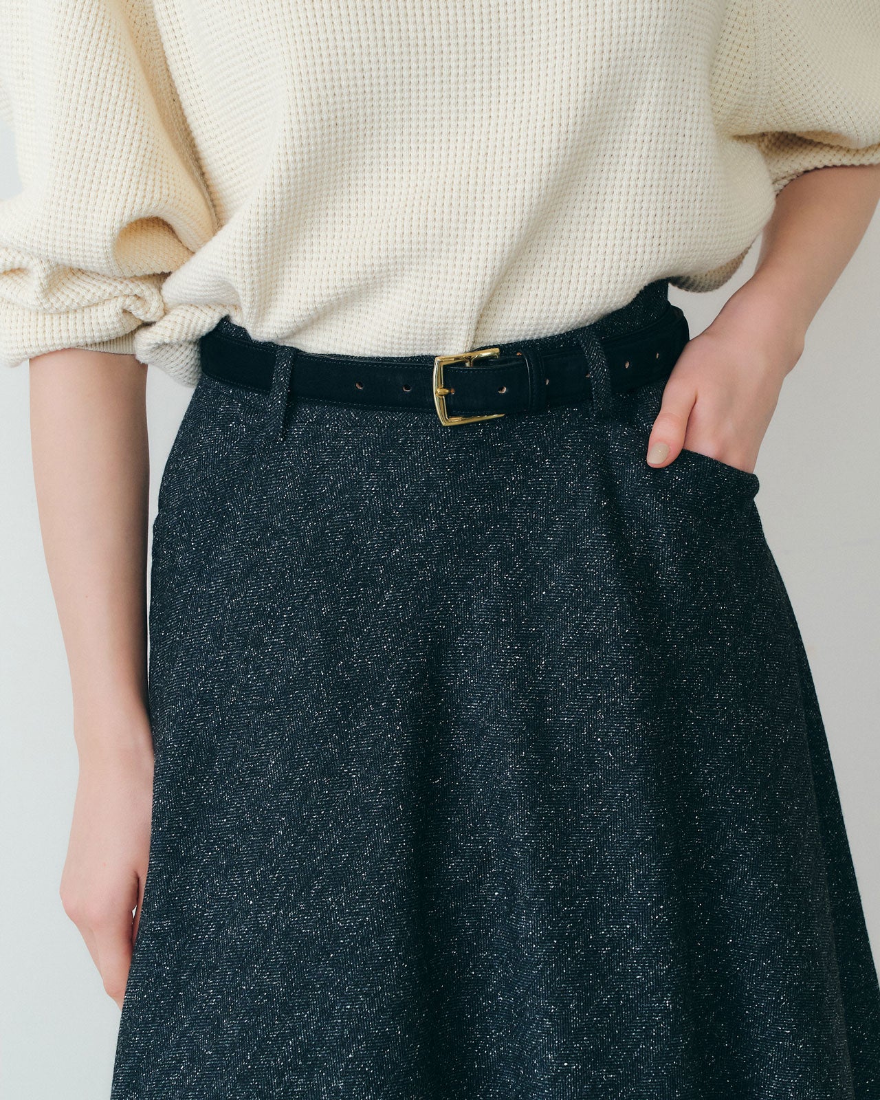 【9月中旬お届け】HERRINGBONE FLARE SKIRT