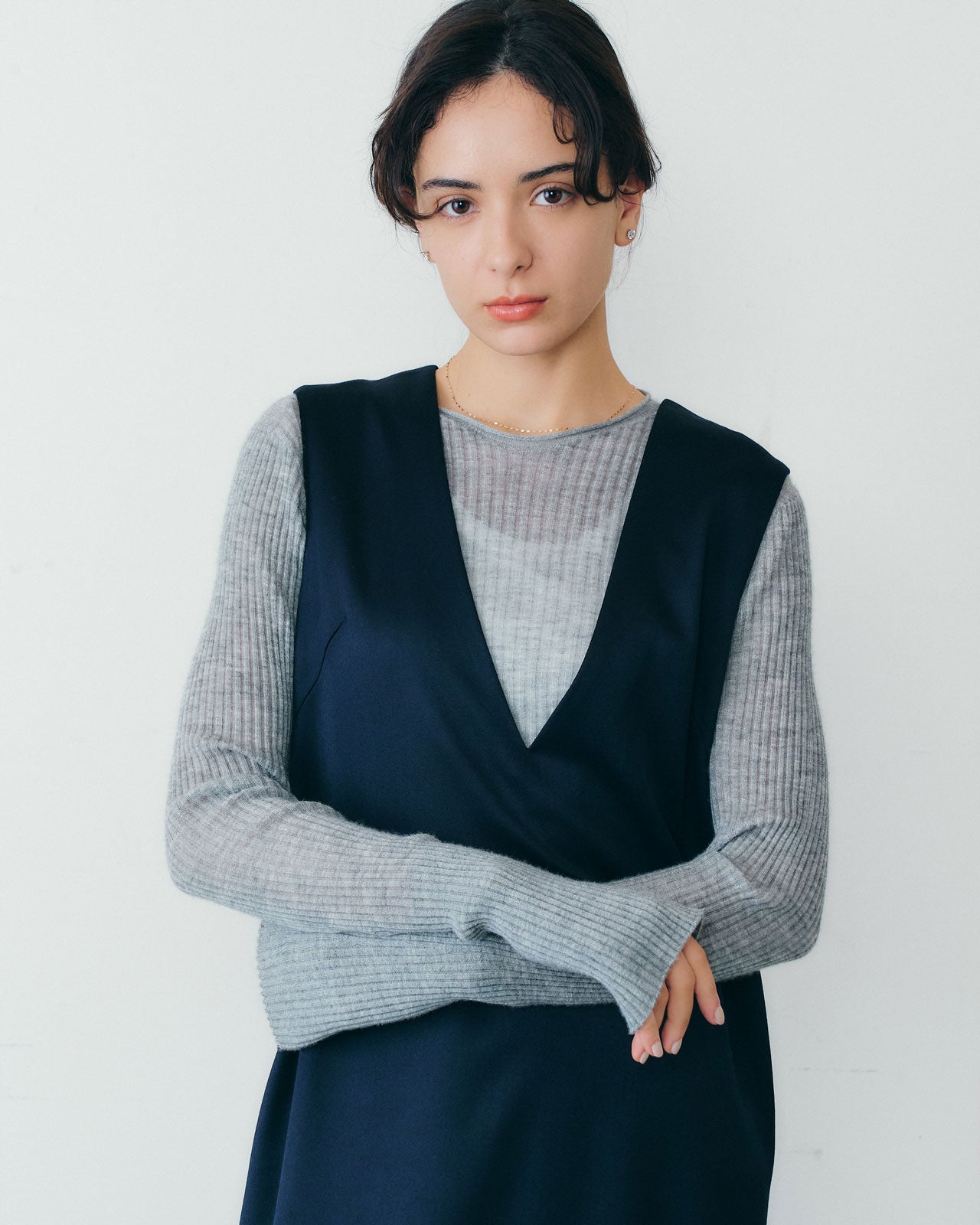 【9月下旬お届け】CASHMERE SILK RIB KNIT