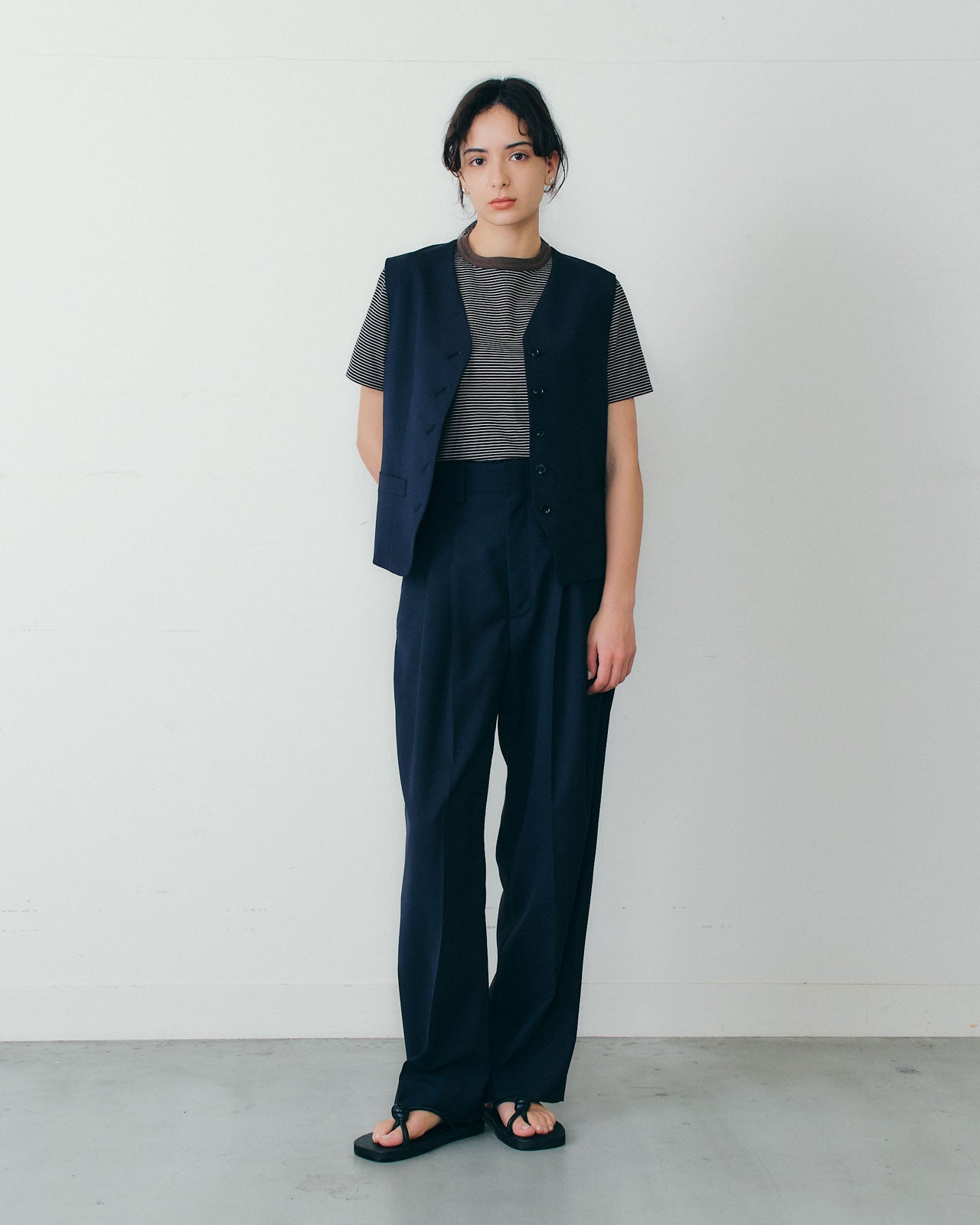 【6月下旬お届け】T/W CRAPE GILET