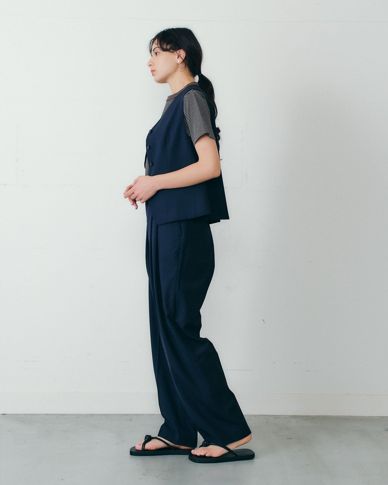 【6月下旬お届け】T/W CRAPE GILET