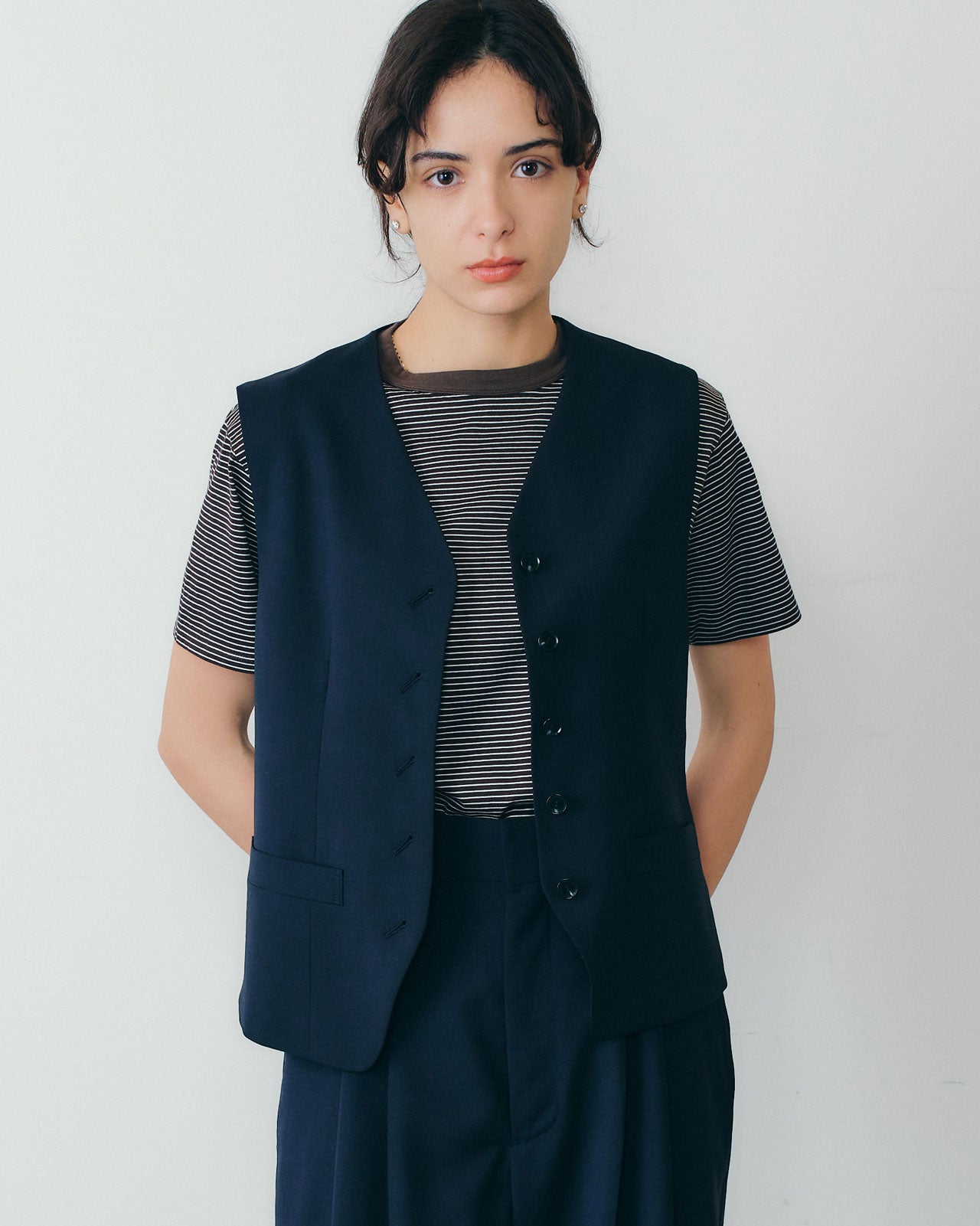 【6月下旬お届け】T/W CRAPE GILET
