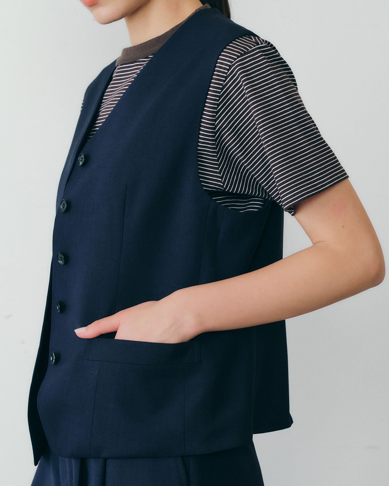 【6月下旬お届け】T/W CRAPE GILET