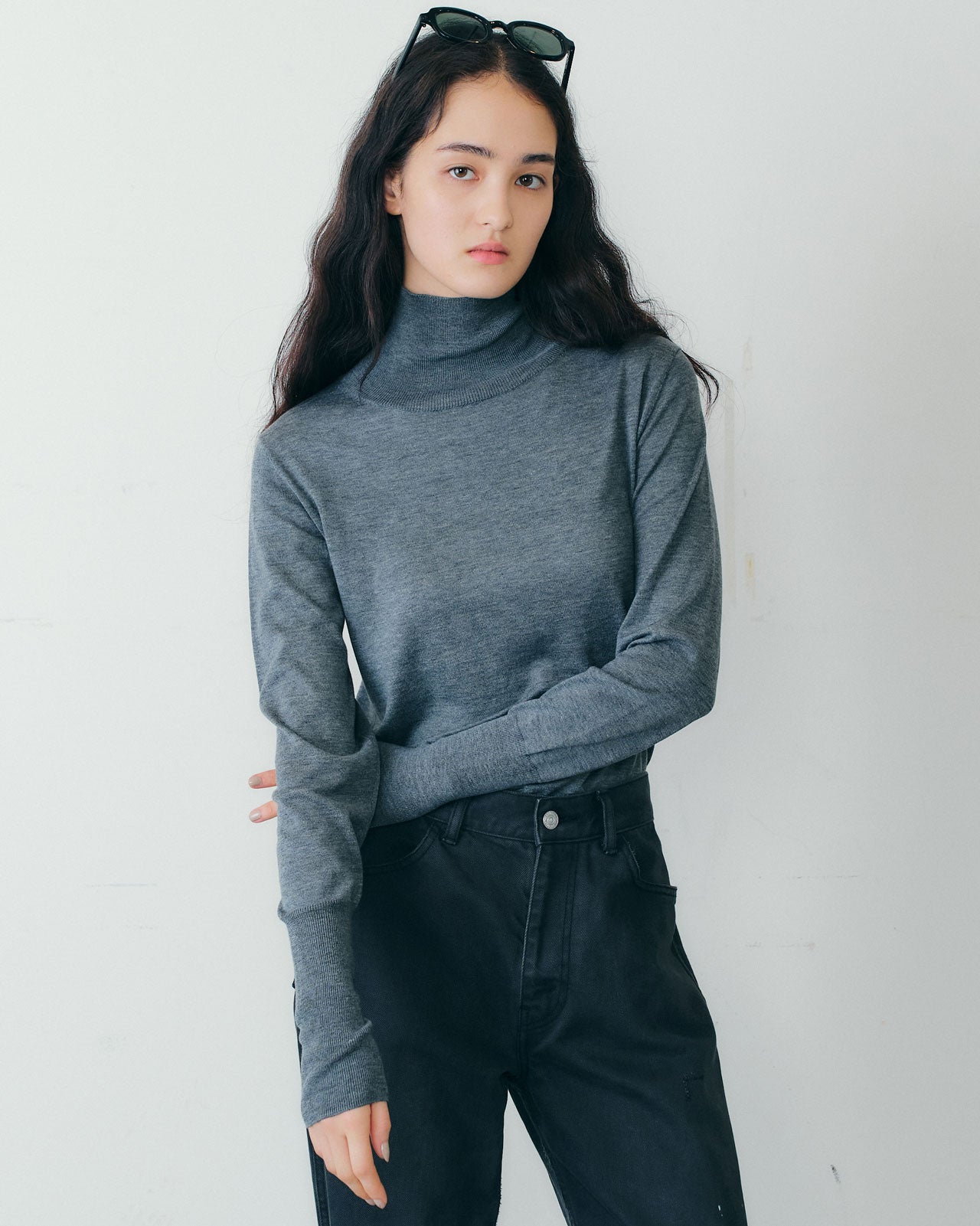 COTTON SILK HIGH NECK KNIT