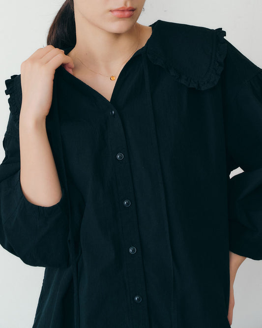 【6月下旬お届け】COTTON FRILLED BLOUSE