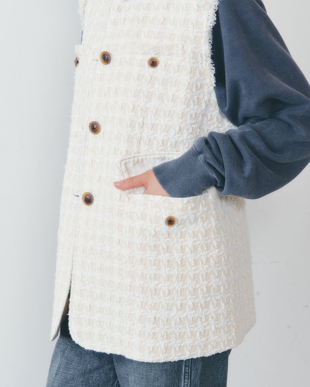 【1月中旬お届け】TWEED GILET
