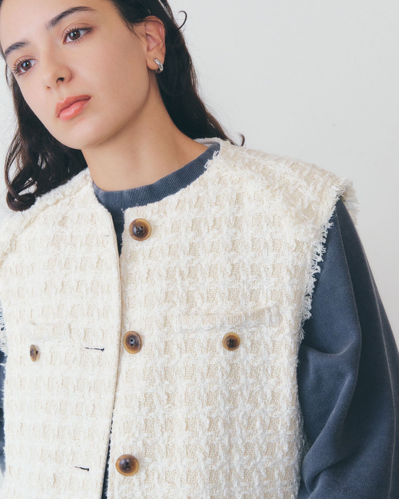 【1月中旬お届け】TWEED GILET
