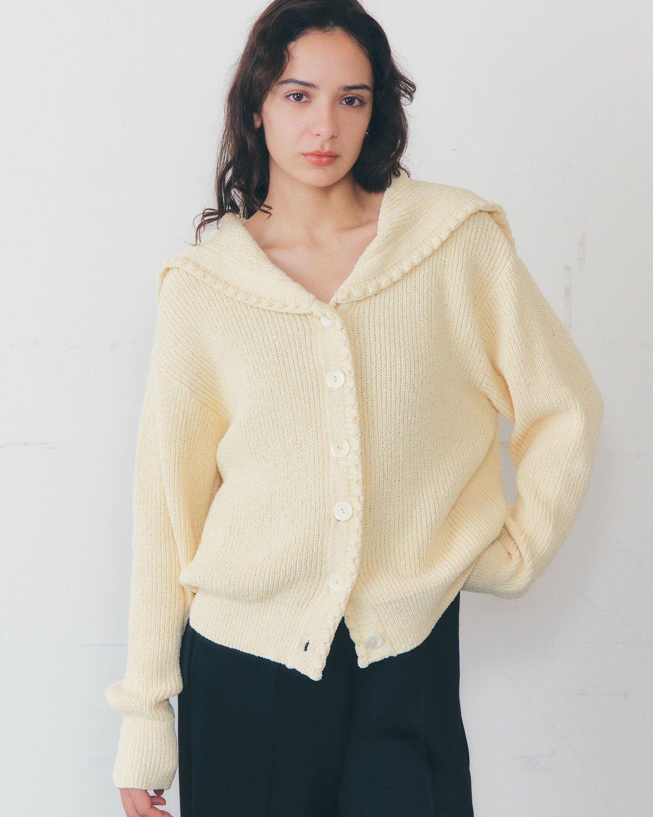 【1月中旬お届け】SAILOR COLLAR KNIT CARDIGAN