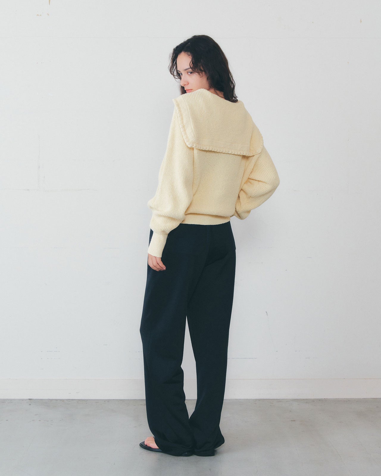 1月中旬お届け】SAILOR COLLAR KNIT CARDIGAN – Shinzone